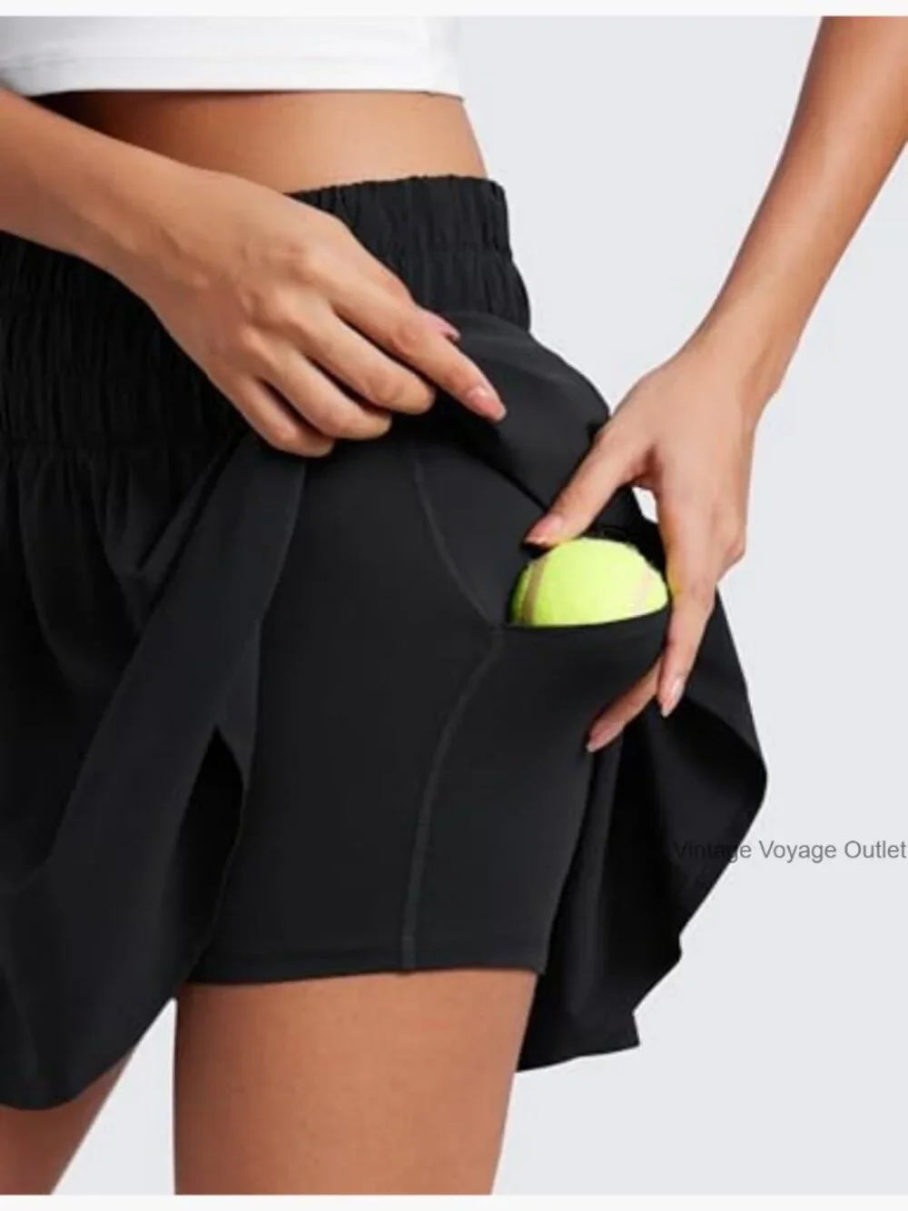 High Waisted Tennis Skirt with Pockets - Lined Athletic Skort for Golf - Picture 3 of 5
